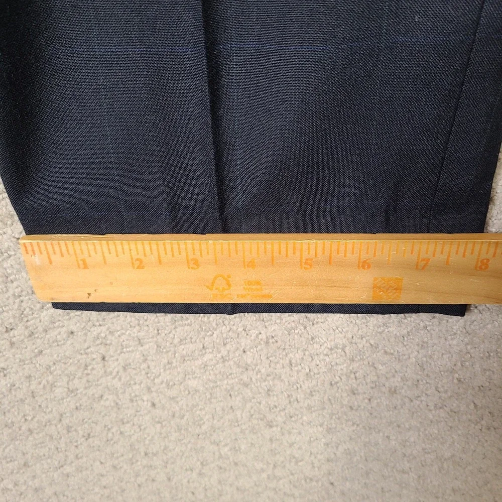 Vintage Farah Suit Mens 44L Blue Green Check‎ 2 Piece Wool Blend Pleated 36x28